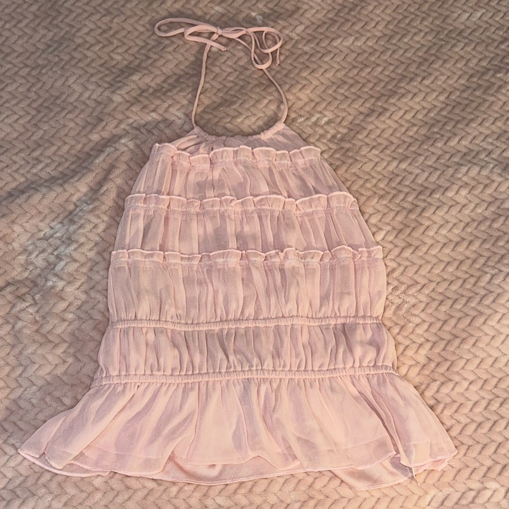 Forever 21 Light Pink Ruffled Halter Top